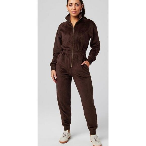 Fabletics Cozy Cord Brown Women's soft lounge comfort Jumpsuit size XL - Picture 1 of 6